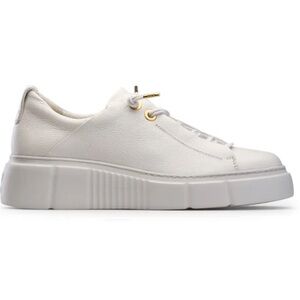 Paul Green Cream Leather Sneakers with Gold Detail